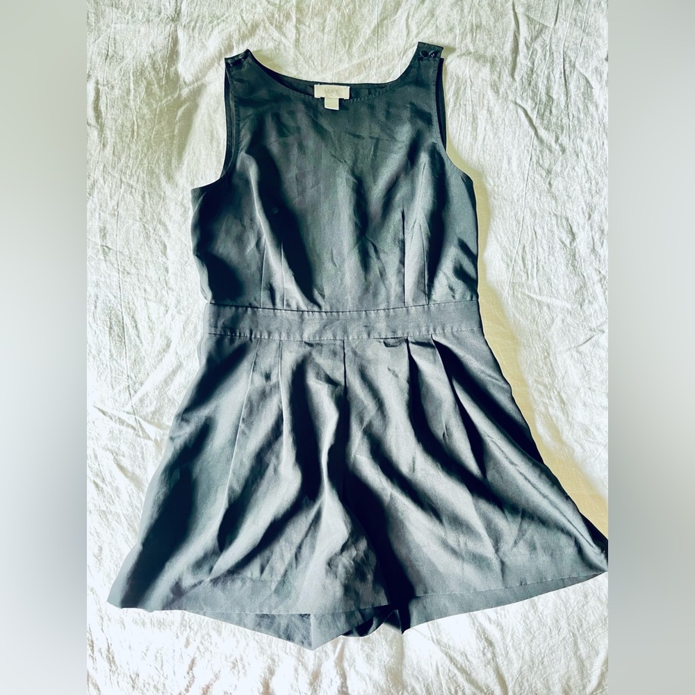 Ann Taylor Loft Womens Romper Black Sleeveless Round Neck Pockets